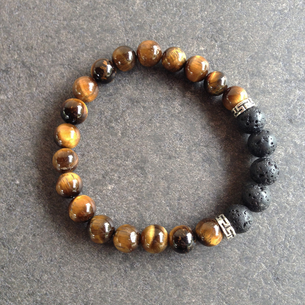Artisan Tiger Eye and Lava Stretch Bracelet